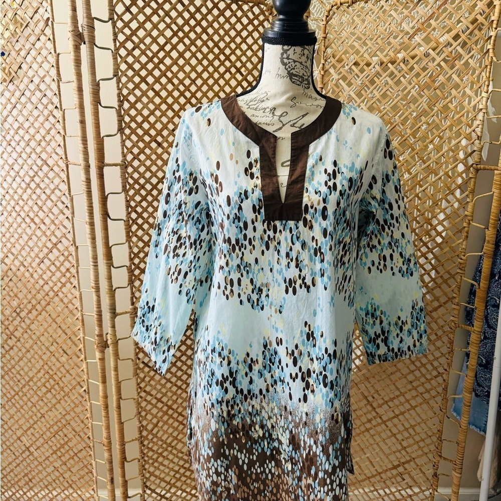 Alfani Cotton Brown Blue Tunic